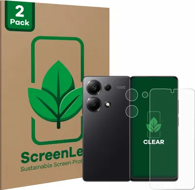 Produktbild von 2x ScreenLeaf Schutzfolie für Xiaomi Redmi Note 13 Pro 4G (Display+Kamera) nachhaltiger Displayschutz Display Schutz Folie Klar Transparent