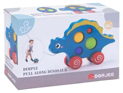Image de Jouet dinosaure en bois à tirer avec des balles Pop It