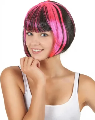 Produktbild von Kurze Bob-Perücke Rosa und Schwarz für Damen
