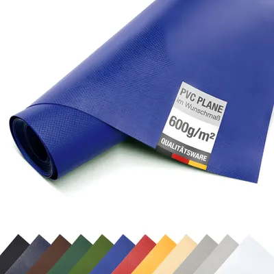 Image de Bâche PVC pour camion 600 g/m² au mètre (bleu, 3,2m x 1m)