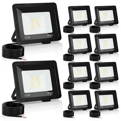 Obrázok produktu pre LED reflektor pre vonkajšie použitie, 10W, IP66, s 3 teplotami farieb: 3000K/4000K/6500K, balenie 10 kusov