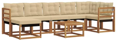 Imagen del producto de vidaXL Juego de sofás de exterior, 8 piezas, color natural y beige
