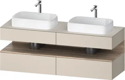 Produktbild von Duravit Qatego Konsolenwaschtischunterbau, 2 Auszüge, 2 Schubkästen, 2 Ausschnitte, 1600x550x600mm, Nische Eiche Mamoriert, QA4779055830010
