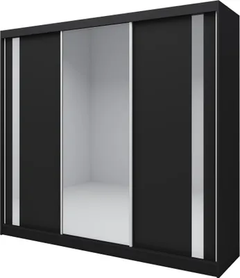 Image de BEAUTYSOFA armoire à portes coulissantes GAJA 240 cm - armoire moderne à trois portes avec miroir (noir)