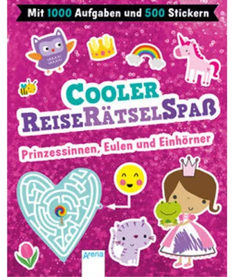 Immagine prodotto di Cooler Reiserätselspaß. Prinzessinnen, Eulen und Einhörner (Mit 1.000 Aufgaben und 500 Stickern)