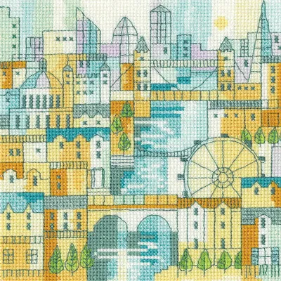 Produktbild von Heritage Kreuzstich Stickpackung Aida "Eindrücke von London (A)", Zählmuster, KILO1820-A, 15,5x15,5cm