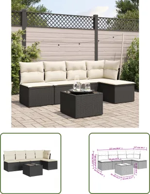 Produktbild von The Living Store 6-tlg. Garten-Sofagarnitur mit Kissen Schwarz Poly Rattan