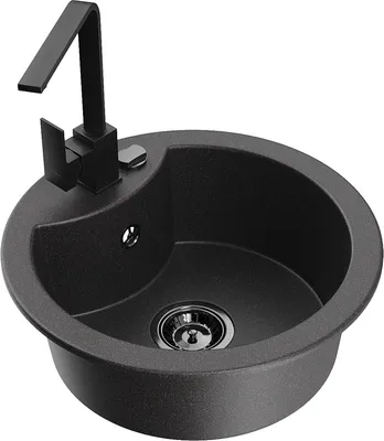 Produktbild von Mexen Diego 1-Becken-Granit-Spüle mit Mischbatterie Rita, Schwarz gesprenkelt - 6512-76-670300-70-B