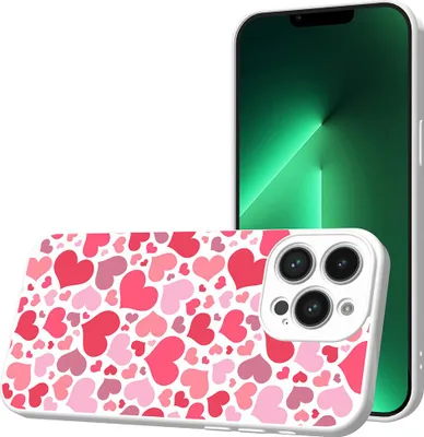 Immagine prodotto di Smartphonica Custodia per iPhone 13 Pro con impronta a cuore - Custodia posteriore in TPU con design a cuori - Bianco