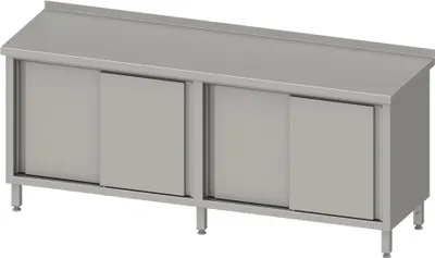 Produktbild von Arbeitsschrank mit Schiebetüren 2000x700x850 mm, mit Aufkantung, verschweißt