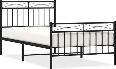 Produktbild von vidaXL Bettgestell mit Kopf- und Fußteil Metall Schwarz 100x190 cm