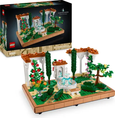 Produktbild von LEGO Icons Springbrunnengarten - Miniatur Bauset für Erwachsene mit Laubengängen, Zypressen, Bäumen, Weinreben, Blumen - Kreative Geschenkidee zum Geburtstag, Einweihung für Frauen, Männer - 10359