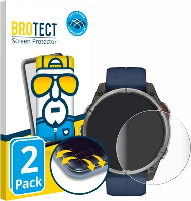 Produktbild von 2x BROTECT Fullscreen Schutzfolie für Garmin quatix 8 (47 mm) Displayschutz Folie Fullcover Klar Transparent