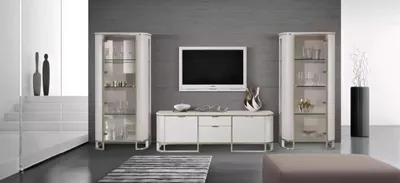 Produktbild von Wohnwand Set 3tlg. Wohnzimmer 2x Vitrine TV-Ständer Klassische Garnitur