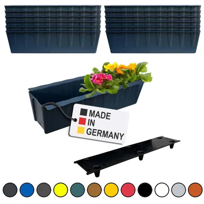 Image de BURI 12 inserts de jardinières pour palettes Euro avec tapis d'arrosage | 37,3cm Anthracite | Jardinière pour palette Euro | Balconnière | Pot de fleurs | en plastique solide | Germany