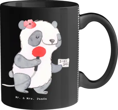 Produktbild von Mr. & Mrs. Panda Kaffeebecher Pressereferentin Herz - Schwarz - Geschenk, Studium, Presseagentur, Becher, Trinkbecher, Ausbildung, Notiz an Mich, Kaffeetasse, Tasse