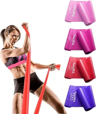 Produktbild von Famanu Widerstandsbänder Set für Physiotherapie, Krafttraining, Yoga und Pilates - 5 Widerstandsniveaus
