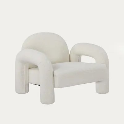 Zdjęcie produktu dla HOMLA Fotel SEDIA ecru w tkaninie TEDDY BOUCLÉ 95x88x70 cm