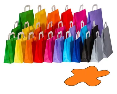 Produktbild von 50x Papiertragetaschen Papiertaschen Flachhenkel 18x8x22cm orange 70gr.