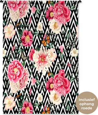 Produktbild von MuchoWow® Wandteppich Wandbehang Blumen - Muster - Abstrakt 120x180 cm Tapisserie Dekoration Wandtuch - Schlafzimmer - Dekorationen für das Haus