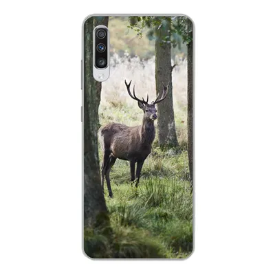Produktbild von MuchoWow® Handyhülle Schutzhülle Hülle für Samsung Galaxy A70 Hirsche - Bäume - Gras Silikon Softcase Handy Hülle - Schutzhaube