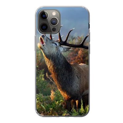 Produktbild von MuchoWow® Handyhülle Schutzhülle Hülle für iPhone 12 Pro Hirsche - Wald - Nebel Silikon Softcase Handy Hülle - Abdeckung