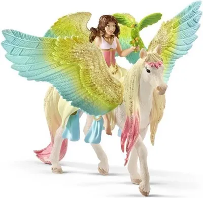 Produktbild von Figur Fee Surah und Pegasus mit Glitzer Schleich, Magisches Set, Einhorn, Bewegliche Arme, Reitzubehör, 5-12 Jahre Schleich