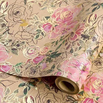 Immagine prodotto di Rotolo di carta da regalo con motivo floreale rosa, 432 cm x 5 m