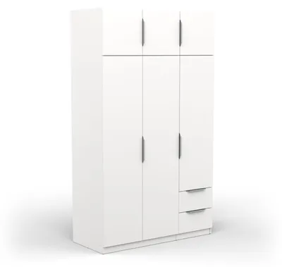 Kleiderschrank 6-türig, 5 Böden, 2 Schubladen, weiß, 119,4x51,1x203 cm