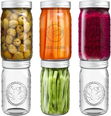 6er-Set 960 ml Einmachgläser mit Deckel, eckig, 32 oz