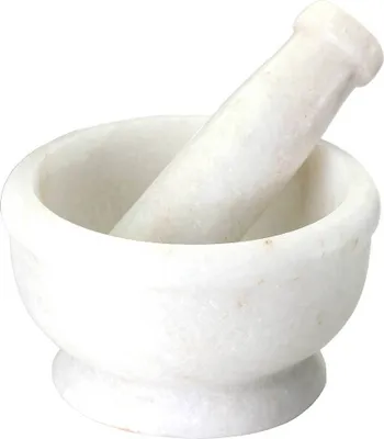 Produktbild von Marmor Mörser mit Stößel Groß 1,5kg Schwer Gewürz Kräuter Weihrauch 1186