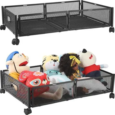 Produktbild von Famanu Aufbewahrungsboxen für unter dem Bett mit Rollen - Faltbare Metallboxen für Kleidung (2er Set)