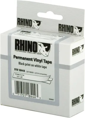 Produktbild von DYMO Rhino-Industrie-Vinyletiketten | 12 mm x 5,5 m | schwarz auf weiß | selbstklebendes Schriftband | für Rhino und LabelManager Beschriftungsgerät, D1, Vinyl, Belgien, 5,5 m, 1 Stück(e), 34 mm