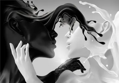 Zdjęcie produktu dla Fototapeta flizelinowa 450x315 cm fototapeta XXL abstrakcja BLACK WHITE kiss h-C-0233-a-a