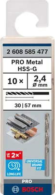 Immagine prodotto di Punta per metallo HSS-G, standard 2,4 x 30 x 57 mm