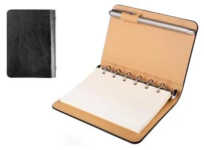 Produktbild von Nachfüllbares A7 Ringbuch Kunstleder Hardcover Beige 100 Blatt