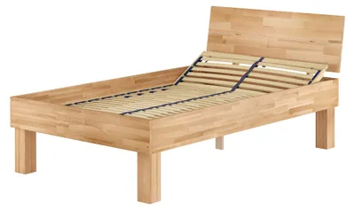 Produktbild von Einzelbett extra stark Buche 120x200 hohes Massivholzbett Seniorenbett Zubehör wählbar V-60.81-12Federholzrahmen inkl.