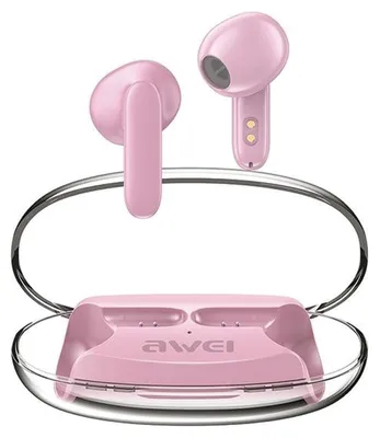 Productafbeelding van Awei Bluetooth 5.3 T85 oordopjes (Enctws) + oplaadstation, roze/lichtroze
