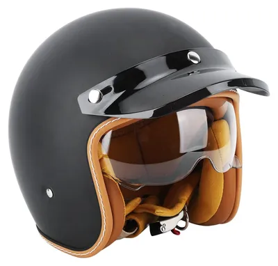 Image de Casque Jet 3/4 - Noir Mat Élégant - Intérieur Amovible - Taille 55-62 cm
