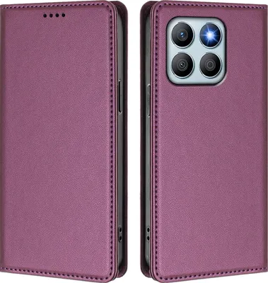 Produktbild von Handyhülle für Honor X8B, Kunstleder Klapphülle Stoßfeste Magnetische Hülle mit Ständer Lila