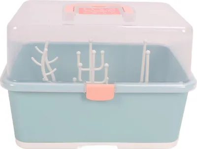 Immagine prodotto di Portabiberon portatile per la cura e l'organizzazione dei piatti con coperchio per la casa dei bambini Verde oliva