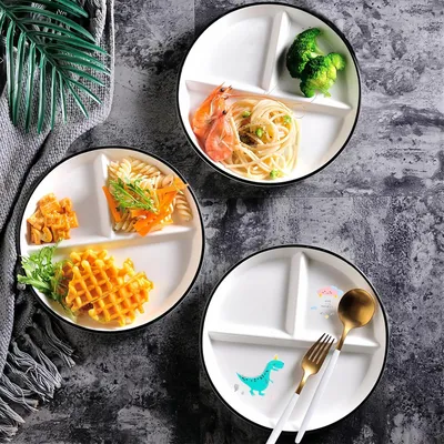 Produktbild von Lunchplatten Keramische Geteilte Platten - Keramisches Dinnerplate für Geteilte Mahlzeiten - Feste Snacks Salate Desserts
