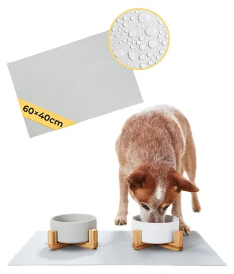 Immagine prodotto di Tappetino per ciotole per cani e gatti - Silicone - Antiscivolo - 60 x 40 cm - Grigio
