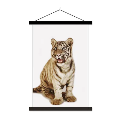 Produktbild von MuchoWow® Textilposter Jungtier - Tier - Tiger 120x180 cm mit schwarzem Rahmen - Fotos