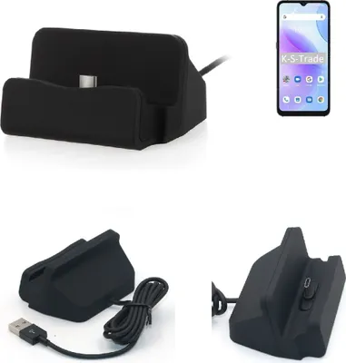 Produktbild von K-S-Trade Docking-Station kompatibel mit UMIDIGI A11s Ladestation Dock Ladegerät Docking Station Tischständer Ständer inkl. USB Typ C Kabel schwarz
