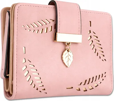 Produktbild von EDIBAZZAR | Kleine Damengeldbörse mit rosa Blättern, geräumige, elegante Ledertasche