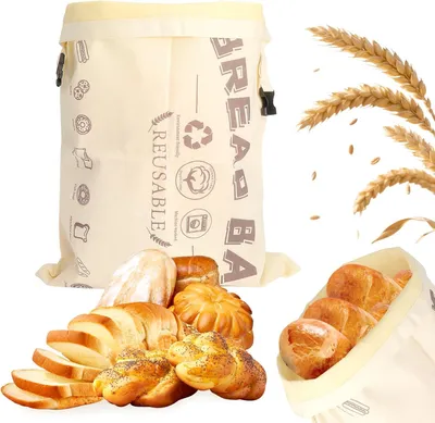 Produktbild von Brotbeutel 32 x 42 cm, Baumwolle, Wachsbeschichtung, hält Brot frisch, für Küche
