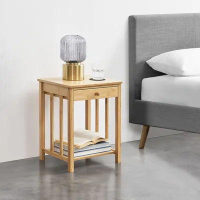 Produktbild von Beistelltisch 'Ranua' mit Schublade und Ablage 51x40x35 cm Bambus Natur