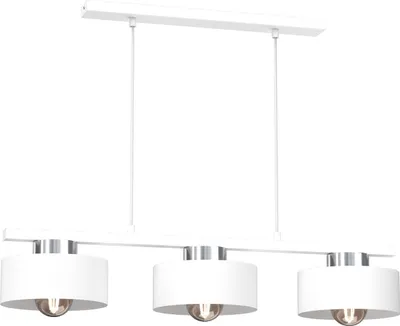Zdjęcie produktu dla Lampa wisząca biała listwa 3 klosze z elementami chrom Marti 3xE27 15W Luminex
