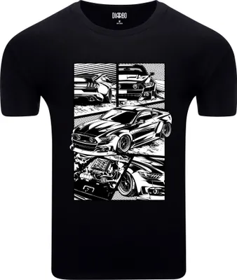 Produktbild von Diarbo Herren T-Shirt mit Aufdruck Für Autofans Ford Mustang Comic Schwarz Gr.XXXL